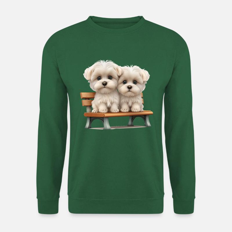 2 Maltese on bench gift - Unisex Sweatshirt - green