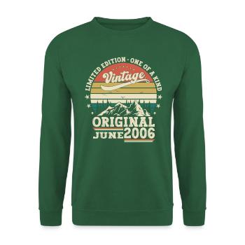 17th Birthday Man Original June Vintage 2006 - Unisex Sweatshirt - green - Front