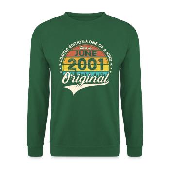 22nd Birthday Man Vintage 2001 Original June - Unisex Sweatshirt - green - Front