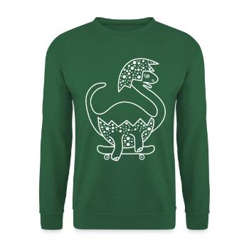 Dinosaurier Baby auf dem Skateboard beim Skaten! - Unisex Pullover - Grün - Vorne