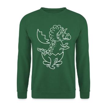 Triceratops Dinosaur Baby on the skateboard. - Unisex Sweatshirt - green - Front