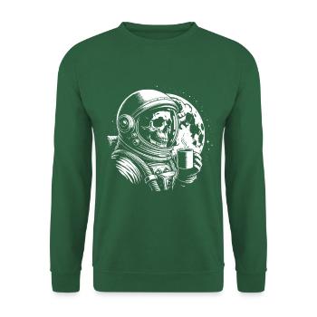 Skull mit Kaffeebecher Kaffee - Unisex Pullover - Grün - Vorne