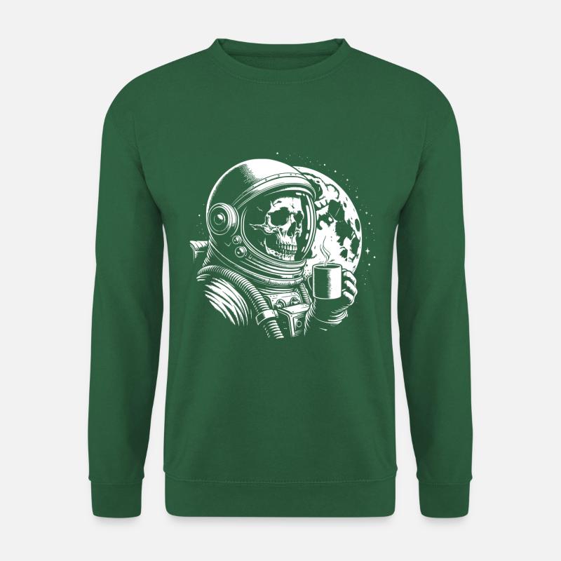 Skull mit Kaffeebecher Kaffee - Unisex Pullover - Grün