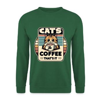 Katze und Kaffee ist alles was ich brauche - Unisex Pullover - Grün - Vorne