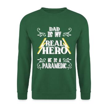 Papa mon vrai héros, ambulancier, fierté, cadeau, - Sweat-shirt Unisexe - vert foncé - Devant