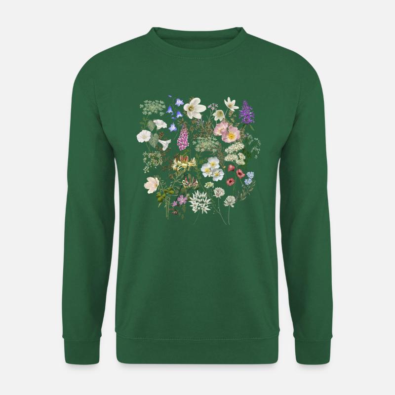 Wildblumen T-Shirt, Klassisch, Sommer Wildblumen - Unisex Pullover - Grün
