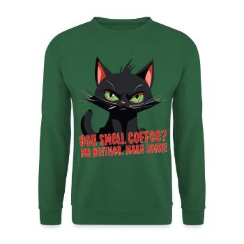Katze Spruch lustig Kaffee coffee angry cat fun - Unisex Pullover - Grün - Vorne
