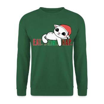 xmas cat christmas cat eat drink nap fun comic - Unisex Sweatshirt - green - Front