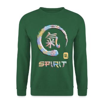 Spirit Japanese Kanji Word Symbol Enso Circle 9 - Unisex Pullover - Grün - Vorne
