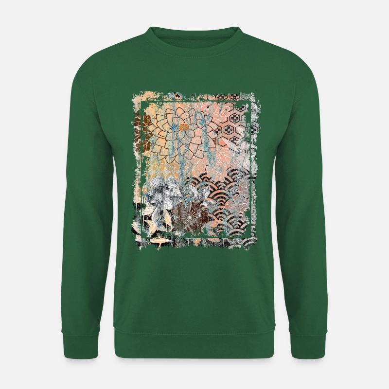 Japanisches Blumenmuster Chrysanthemenkirsche - Unisex Pullover - Grün