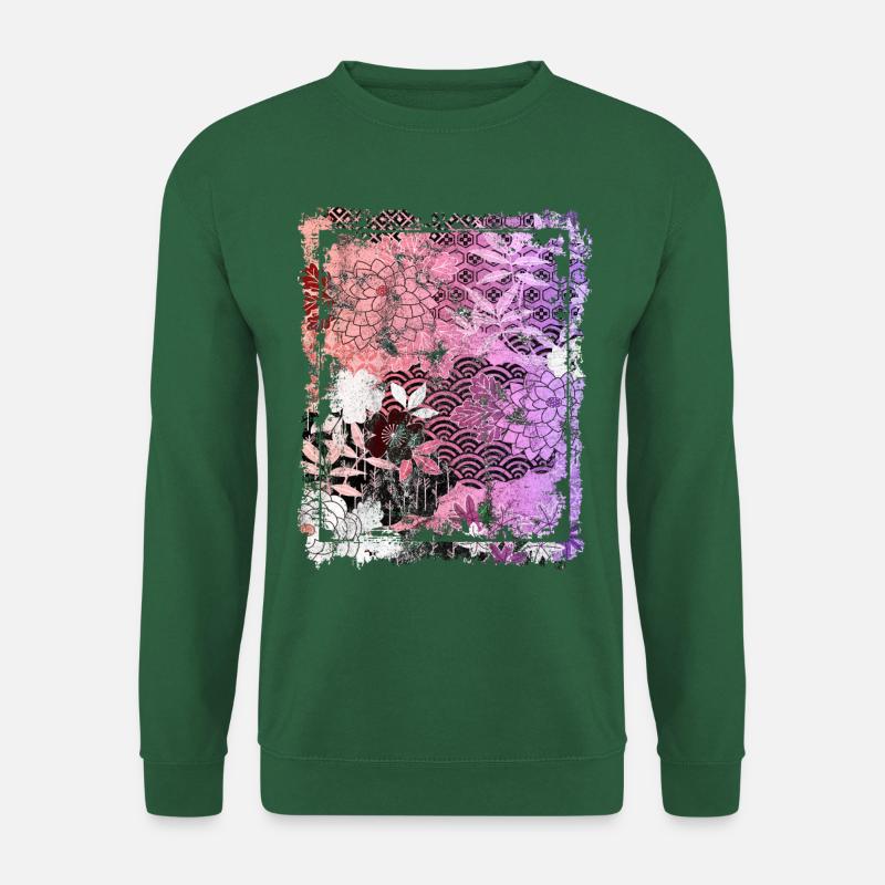 Japanisches Blumenmuster Chrysanthemenkirsche - Unisex Pullover - Grün