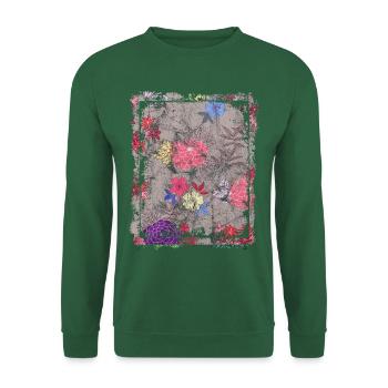 Japanese Floral Pattern Chrysanthemum Cherry - Unisex Sweatshirt - green - Front