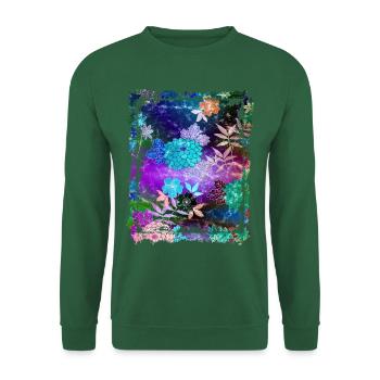 Japanese Floral Pattern Chrysanthemum Cherry - Unisex Sweatshirt - green - Front