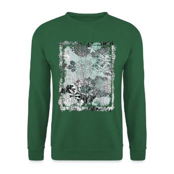 Japanese Floral Pattern Chrysanthemum Cherry - Unisex Sweatshirt - green - Front