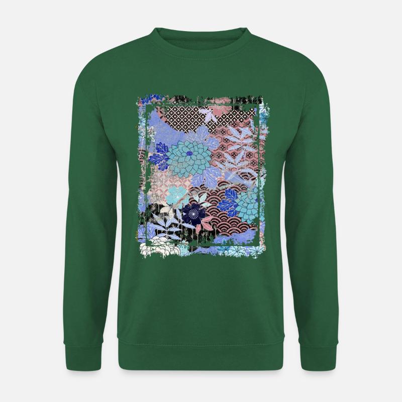 Japanisches Blumenmuster Chrysanthemenkirsche - Unisex Pullover - Grün