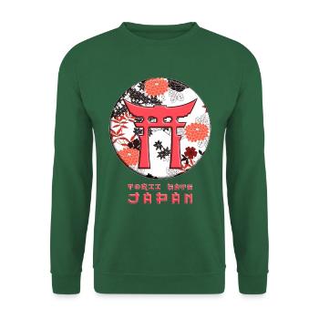 Torii Traditionelles japanisches Tor Japanische Flagge - Unisex Pullover - Grün - Vorne