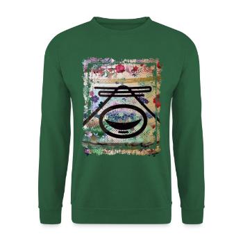 Japanese Floral Pattern Chrysanthemum Cherry - Unisex Sweatshirt - green - Front