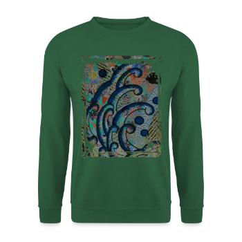 Japanische Great Wave Blumenmuster Collage Art 85 - Unisex Pullover - Grün - Vorne