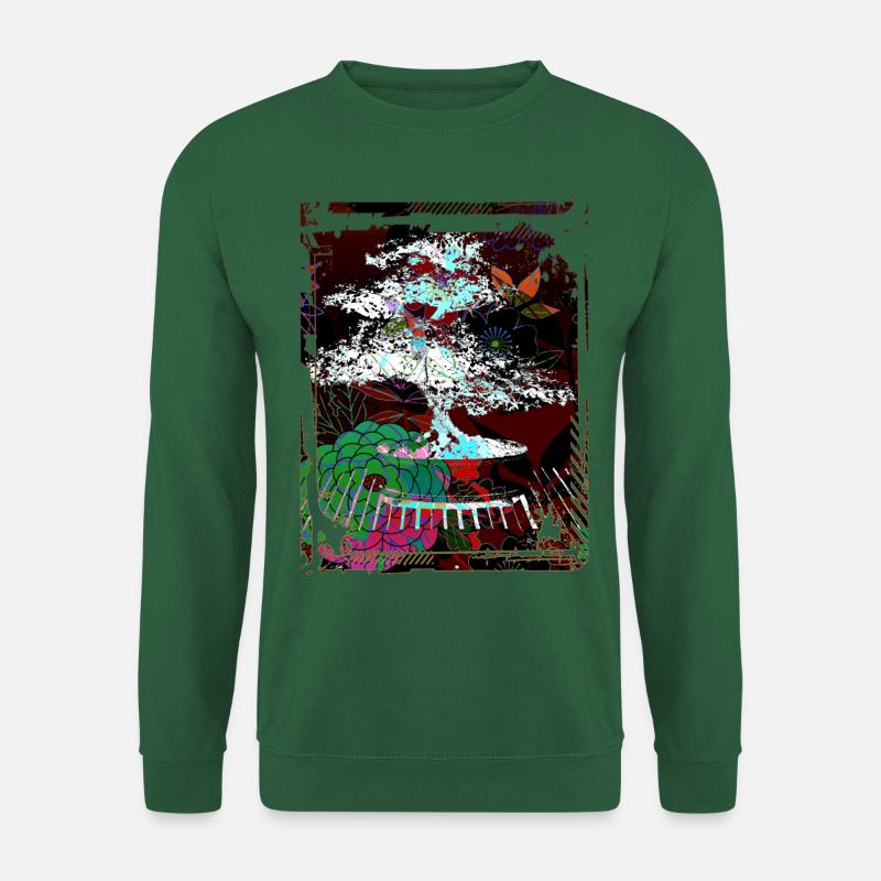 Japanische Bonsai Baumgarten Kunst Collage Kunst 96 - Unisex Pullover - Grün