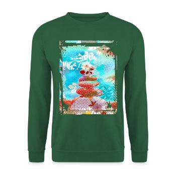 Japan Zen Buddhismus Balancierende Steine Felsen Kirsche - Unisex Pullover - Grün - Vorne
