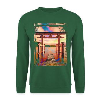 Japan Torii Gate In Water Sunset Collage Art 62 - Unisex Sweatshirt - green - Front