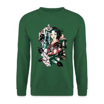 Japanese Geisha Sword Samurai Warrior 114 - Unisex Sweatshirt - green - Front