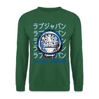 Daruma Japonais Symbole Chanceux Mot Kanji Love - Sweat-shirt Unisexe - vert foncé - Devant