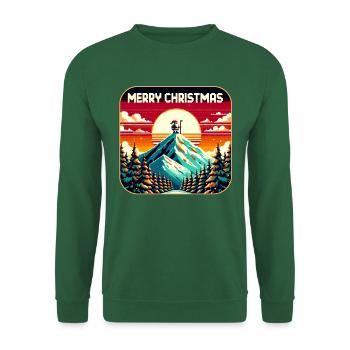 Père Noël sur la montagne avec ciel étoilé - Sweat-shirt Unisexe - vert foncé - Devant