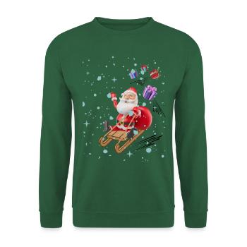 Weihnachtsmann und die Geschenke - Unisex Pullover - Grün - Vorne
