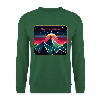 Père Noël sur la montagne avec ciel étoilé - Sweat-shirt Unisexe - vert foncé - Devant