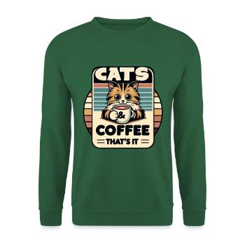 Katze und Kaffee ist alles was ich brauche - Unisex Pullover - Grün - Vorne