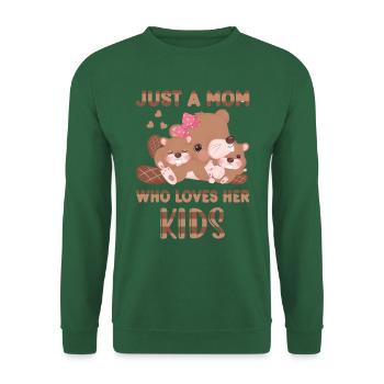 Mother of Two Beaver Just A Mom Who - Unisex Sweatshirt - green - Front