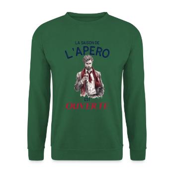 Apéro saison ouverte Homme drole - Sweat-shirt Unisexe - vert foncé - Devant