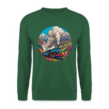 Nostalgic Railway Train of Smoking Locomotive - Unisex Sweatshirt - green - Front