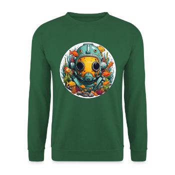 Diving helmet with fish on the bottom of the sea - Unisex Sweatshirt - green - Front