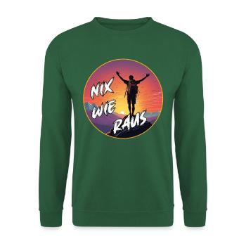 Nix wie raus - Wanderer auf dem Berggipfel - Unisex Pullover - Grün - Vorne