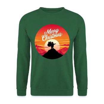 Weihnachtsmann auf dem Berg Merry Christmas - Unisex Pullover - Grün - Vorne