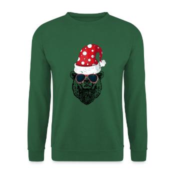 Santa Bear Gift/ Beary Christmas/ Bear Christmas - Unisex Sweatshirt - green - Front