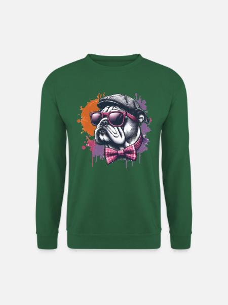 Bulldogge mit Opa Hut - Unisex Pullover - Grün