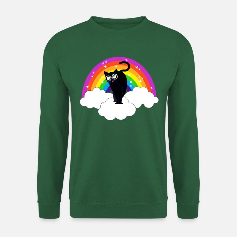 Kidcore Regenbogen Schwarze Coole Katze Geschenk - Unisex Pullover - Grün