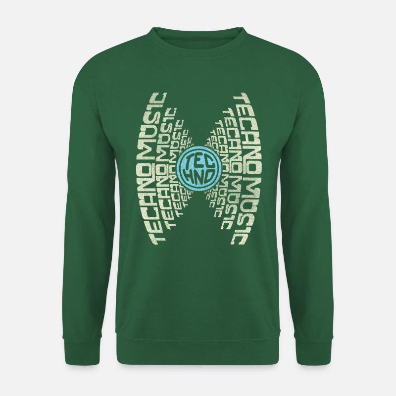 GIVE ME TECHNO MUSIC | Text Grafik Techno Shirt - Unisex Pullover - Grün