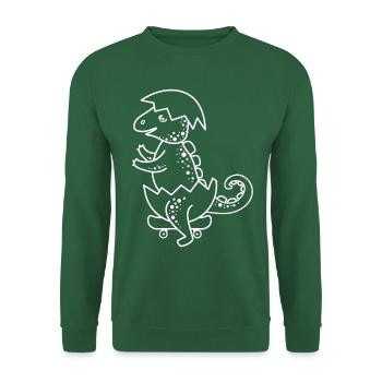 Dinosaurier Cartoon Triceratops beim Skaten. - Unisex Pullover - Grün - Vorne