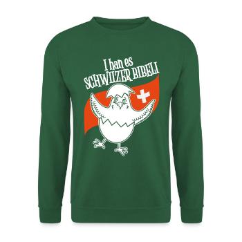 Schweizer Flagge mit Küken für Hobbyzüchter! - Unisex Pullover - Grün - Vorne