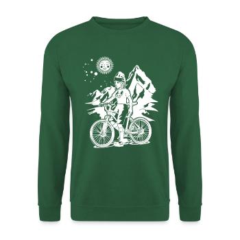 Bikerin dans la nature: chemise pour les aventures en montagne! - Sweat-shirt Unisexe - vert foncé - Devant