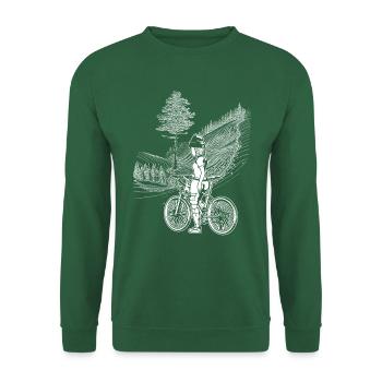 Umweltbewusstes Fahrrad-Shirt mit Comic-Design. - Unisex Pullover - Grün - Vorne
