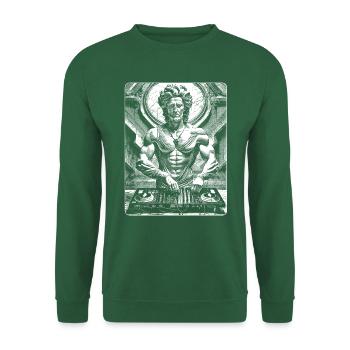 Zeus jeune et musclé à la table de mixage : tenue événementielle - Sweat-shirt Unisexe - vert foncé - Devant