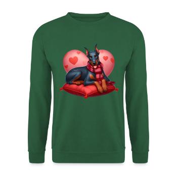 Dobermann Pinscher Valentinstag - Unisex Pullover - Grün - Vorne
