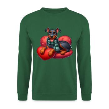 Cute Doberman Love Heart - Unisex Sweatshirt - green - Front