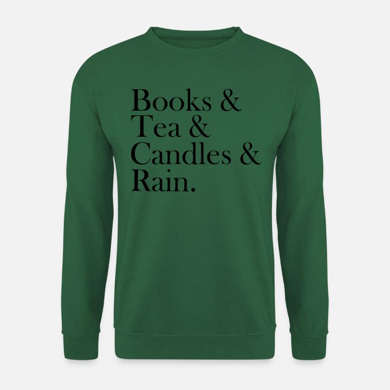 Books & Tea & Candles & Rain Herbst Bücher - Unisex Pullover - Grün