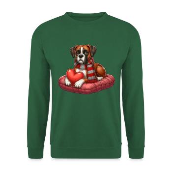 Chien boxer portant une écharpe - Sweat-shirt Unisexe - vert foncé - Devant